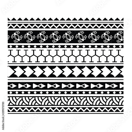 Polynesian tattoo design. Polynesian tattoo tribal border vector. Samoan maori band design.