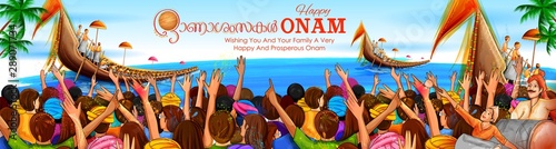 illustration of snakeboat race in Onam celebration background for Happy Onam festival of South India Kerala photo