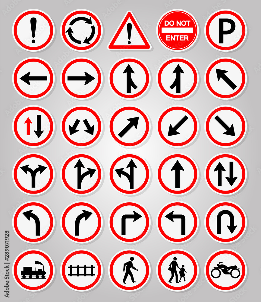 Set Traffic Signs,Prohibition,Warning Red circle Symbol Sign Isolate on White Background,Vector Illustration Set Traffic Signs,Prohibition,Warning Red circle Symbol Sign Isolate on White Background,Vector Illustration