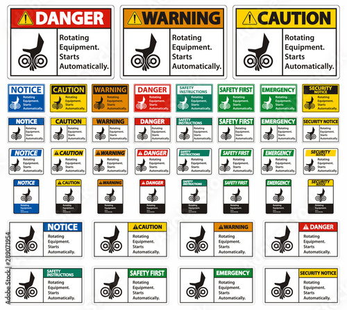 Set Rotating Equipment.Starts Automatically Symbol Sign Isolate on White Background,Vector Illustration
