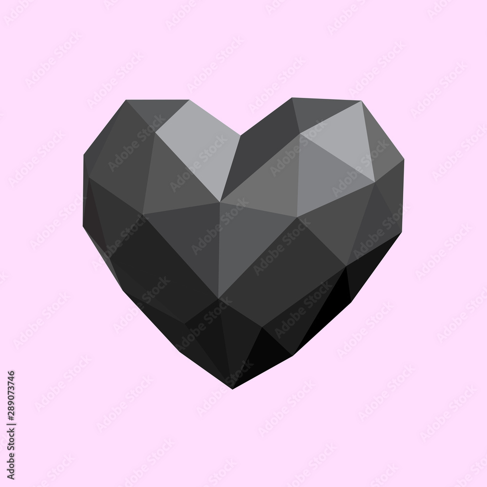 Polygonal design. Black heart. Good for decorating greeting or poste cards, web design on Valentine's Day Polygonal design. Black heart. Good for decorating greeting or poste cards, web design on Valentine's Day