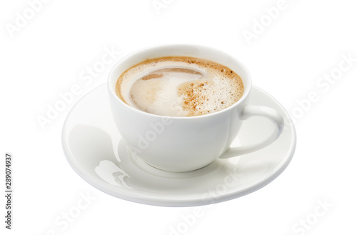 cup of cappuccino on a white background