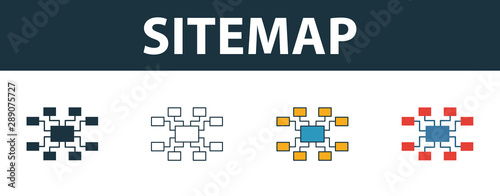 Sitemap icon set. Four elements in diferent styles from seo icons collection. Creative sitemap icons filled, outline, colored and flat symbols
