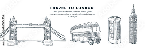 Fototapeta Travel to London hand drawn design