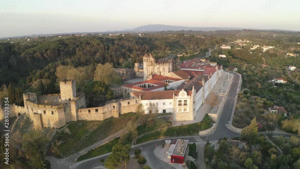 Aerial drone view of Tomar and Convento de cristo christ convent in Portugal Aerial drone view of Tomar and Convento de cristo christ convent in Portugal