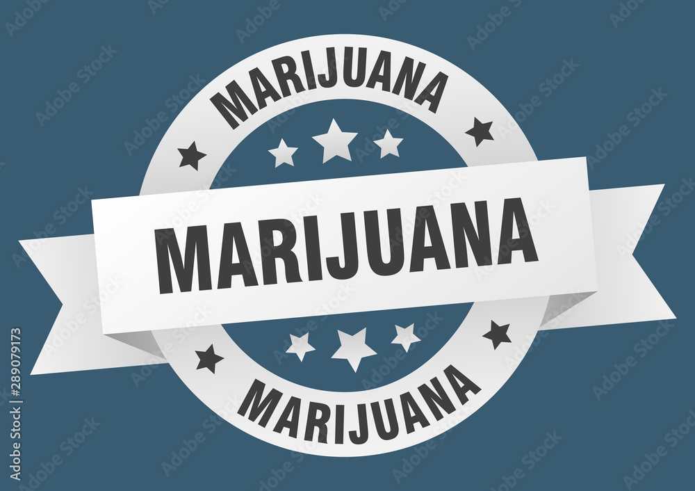 Fototapeta premium marijuana ribbon. marijuana round white sign. marijuana
