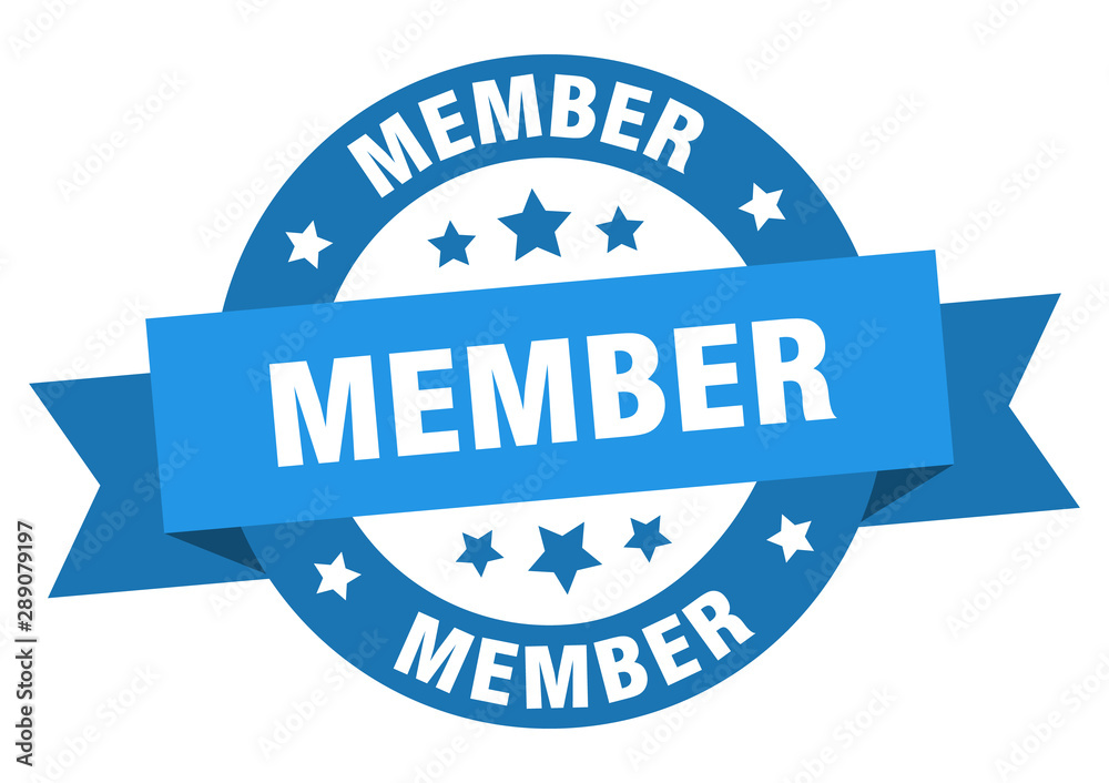 Fototapeta premium member ribbon. member round blue sign. member