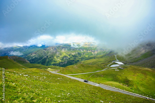 grossglockner high alpine road among the clouds - destination in austria