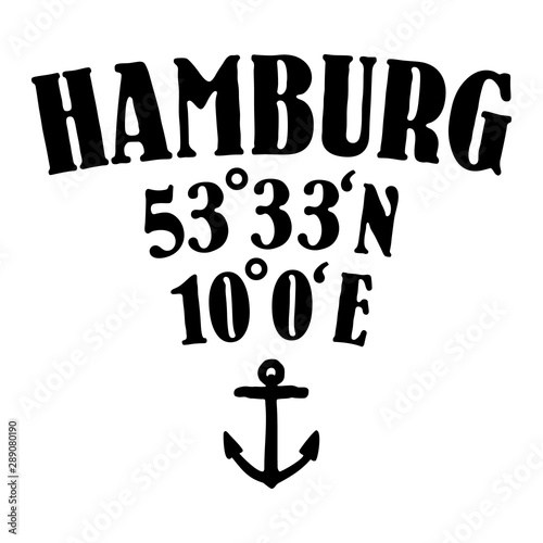 Hamburg Koordinaten Anker (Schwarz)