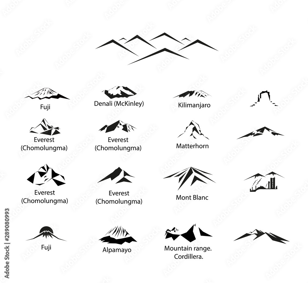 Fototapeta premium Set of 17 mountains logos.