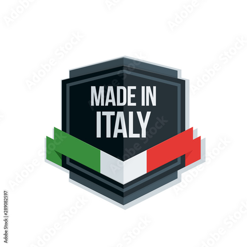 Made in Italy Shield sign with ribbon illustration