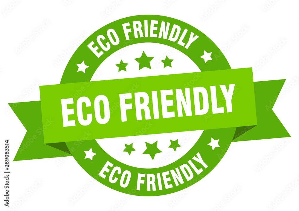 eco friendly ribbon. eco friendly round green sign. eco friendly