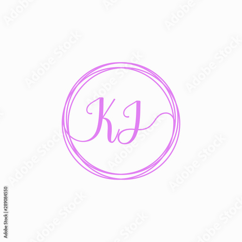 KJ Initial Handwriting logo template, Creative fashion logo design, couple concept -vector