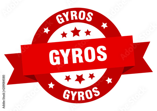 gyros ribbon. gyros round red sign. gyros