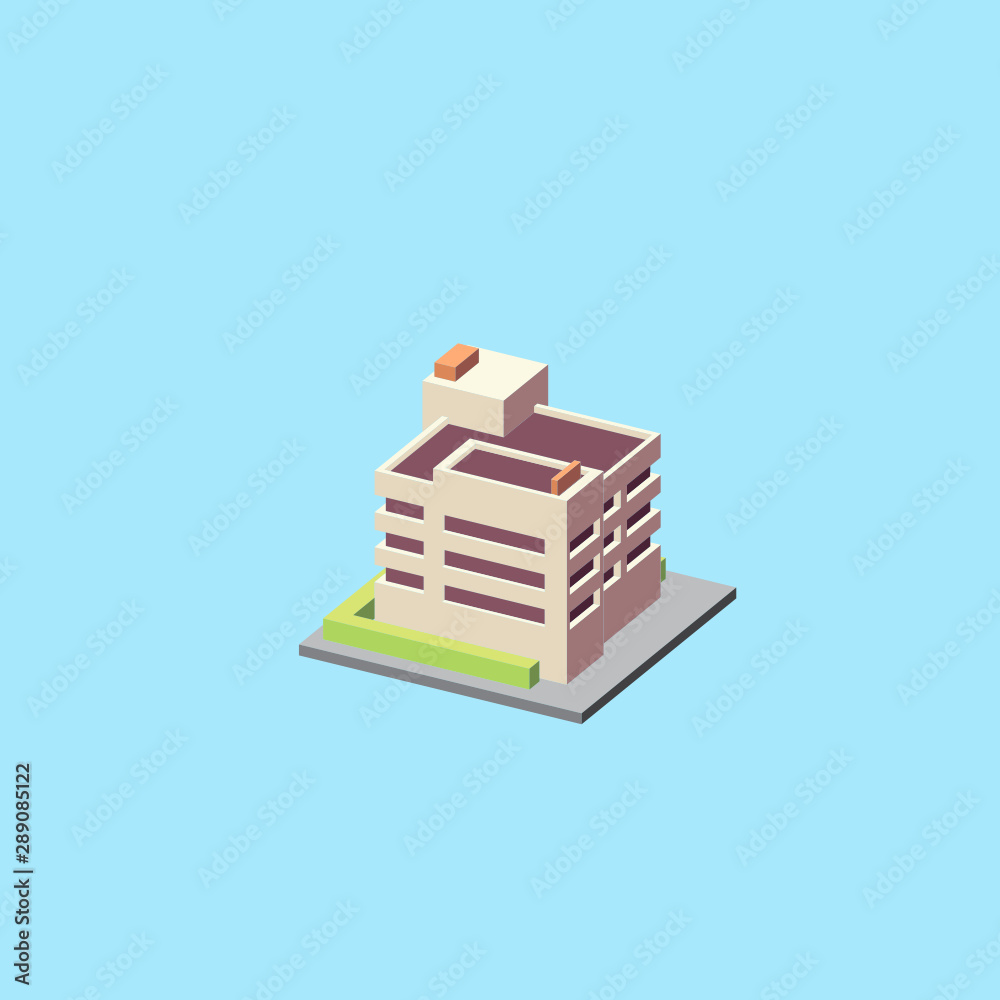 Isometric Apartment building isolated Isometric Apartment building isolated