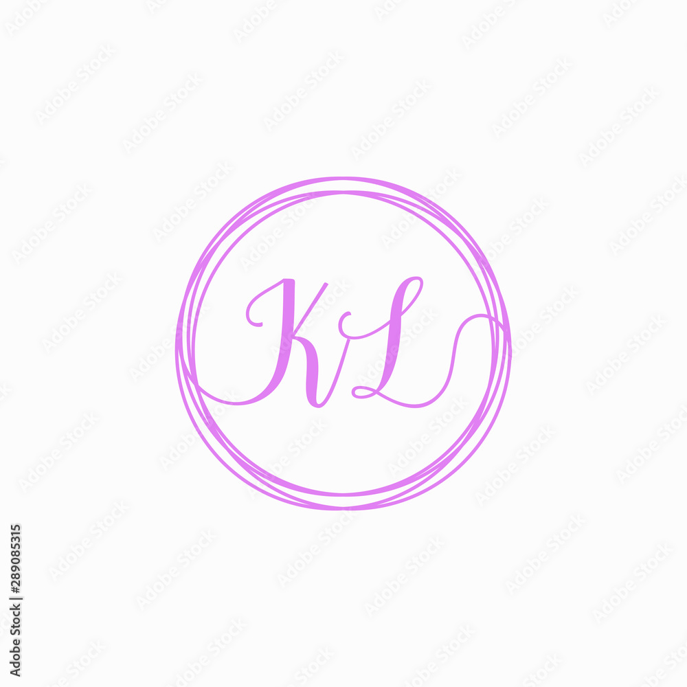 KL Initial Handwriting logo template, Creative fashion logo design, couple concept -vector