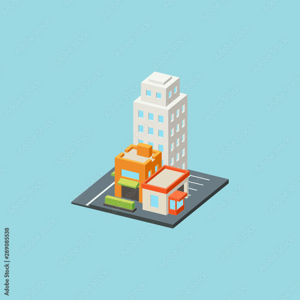 Mini City Block Isometric Color