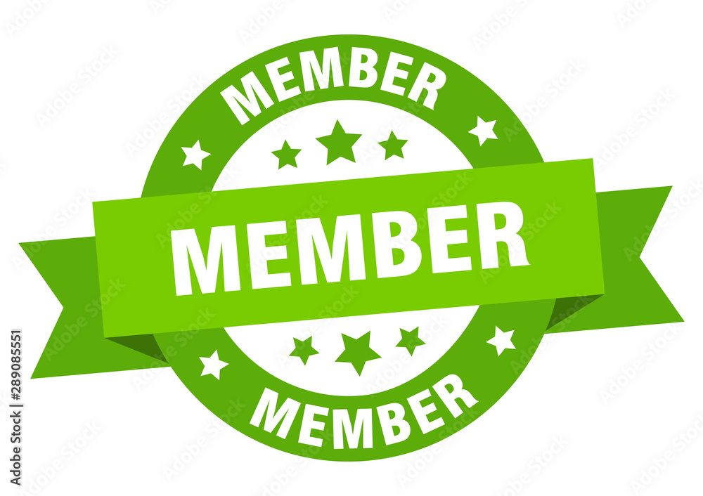 member ribbon. member round green sign. member