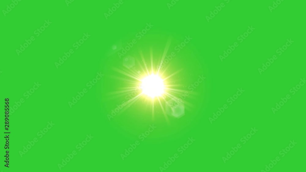 Sun with rays green screen background