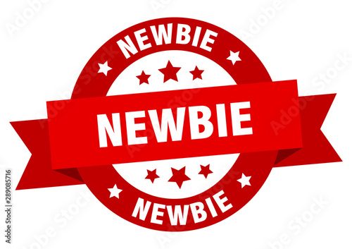 newbie ribbon. newbie round red sign. newbie