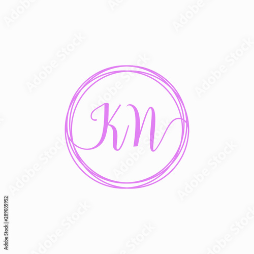 KN Initial Handwriting logo template, Creative fashion logo design, couple concept -vector