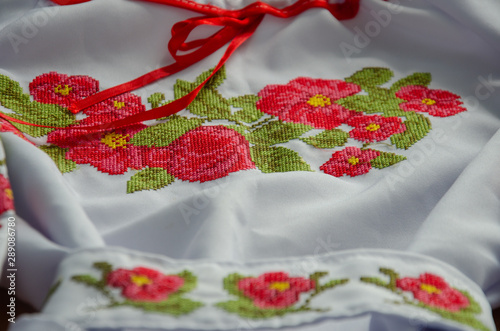 Fototapeta Naklejka Na Ścianę i Meble -  hand embroidery cross-stitch and stitch
