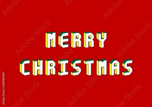 Merry Christmas greeting card with 3d isometric text effect
