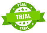 trial ribbon. trial round green sign. trial