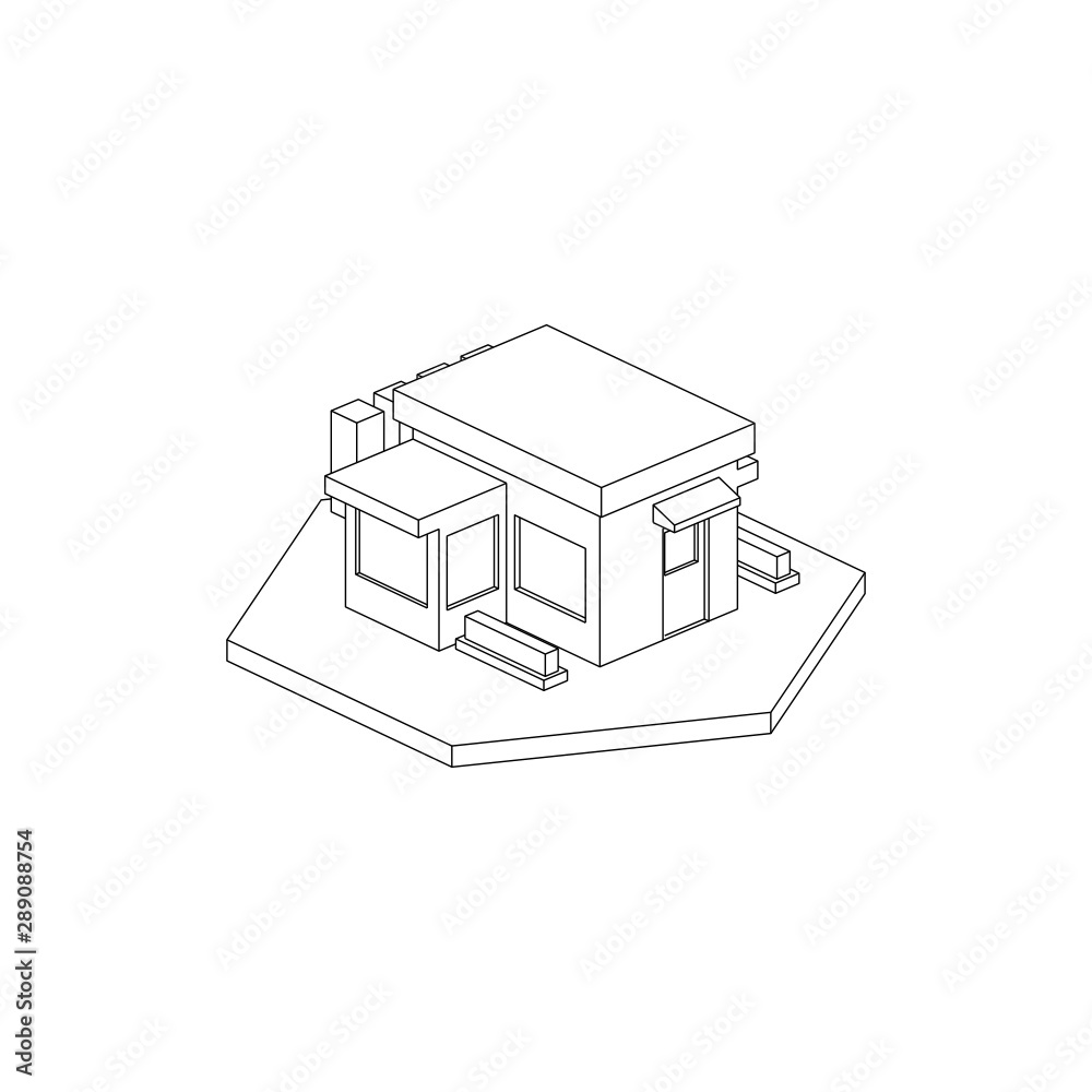 Isometric Store Simple Building Isolated Isometric Store Simple Building Isolated