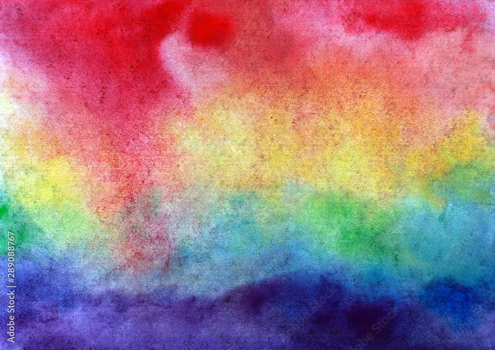 Beautiful abstract multicolor smudges watercolor background, rainbow sky in hand painted watercolor background spring summer design