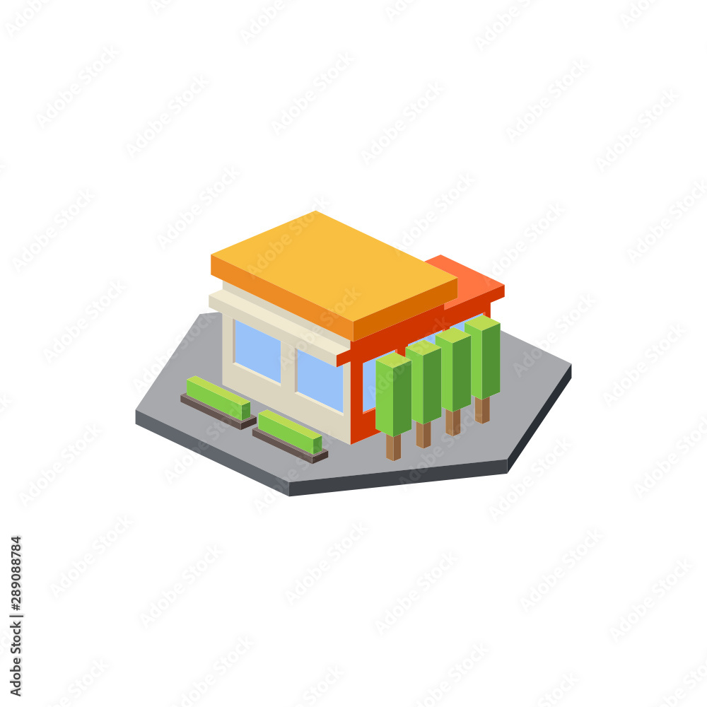 Isometric Store Simple Building Isolated Isometric Store Simple Building Isolated