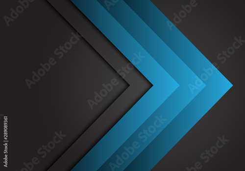 Abstract blue arrow steel direction on dark grey design modern futuristic background vector.
