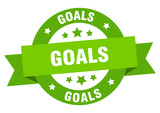 goals ribbon. goals round green sign. goals