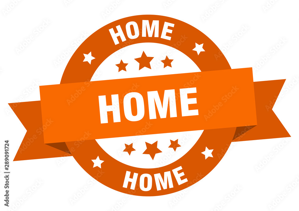 home ribbon. home round orange sign. home