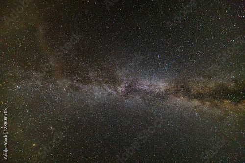 Night landscape of milkyway with stars covered sky .