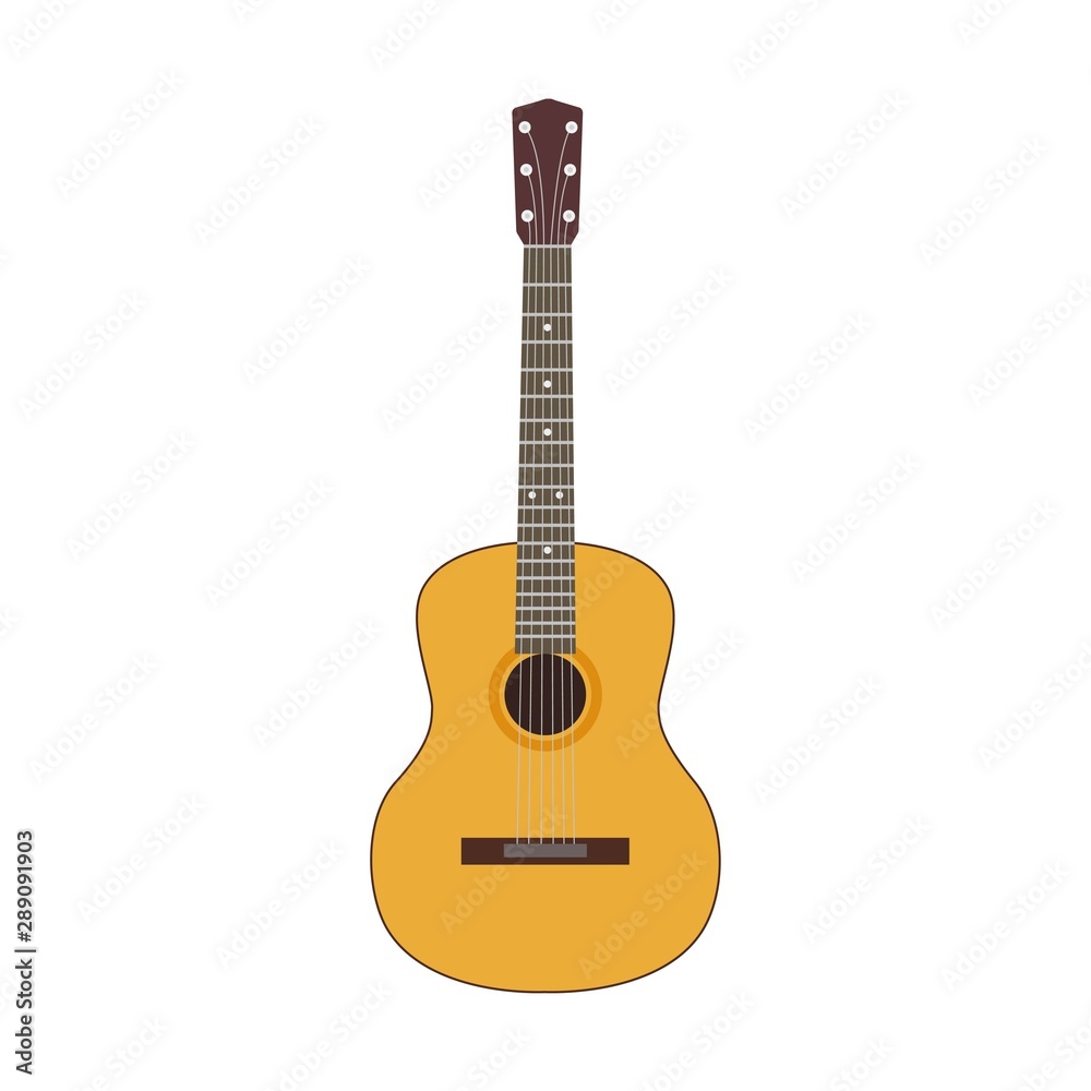 Acoustic guitar. Flat style vector illustration