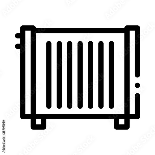 Home Water Radiator Heating Equipment Vector Icon Thin Line. Cool And Humidity, Airing, Ionisation And Heating Concept Linear Pictogram. Conditioning Related Monochrome Contour Illustration