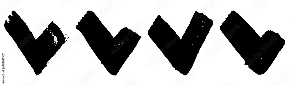 Set of check mark icons in grunge style black on white background Set of check mark icons in grunge style black on white background
