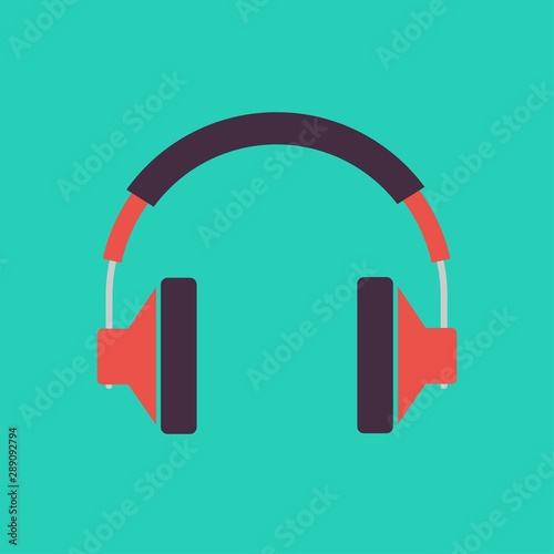 Headphones icon on green background vector illustration