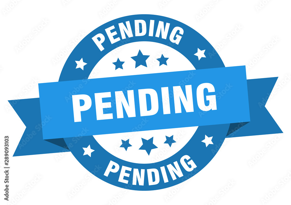 Fototapeta premium pending ribbon. pending round blue sign. pending
