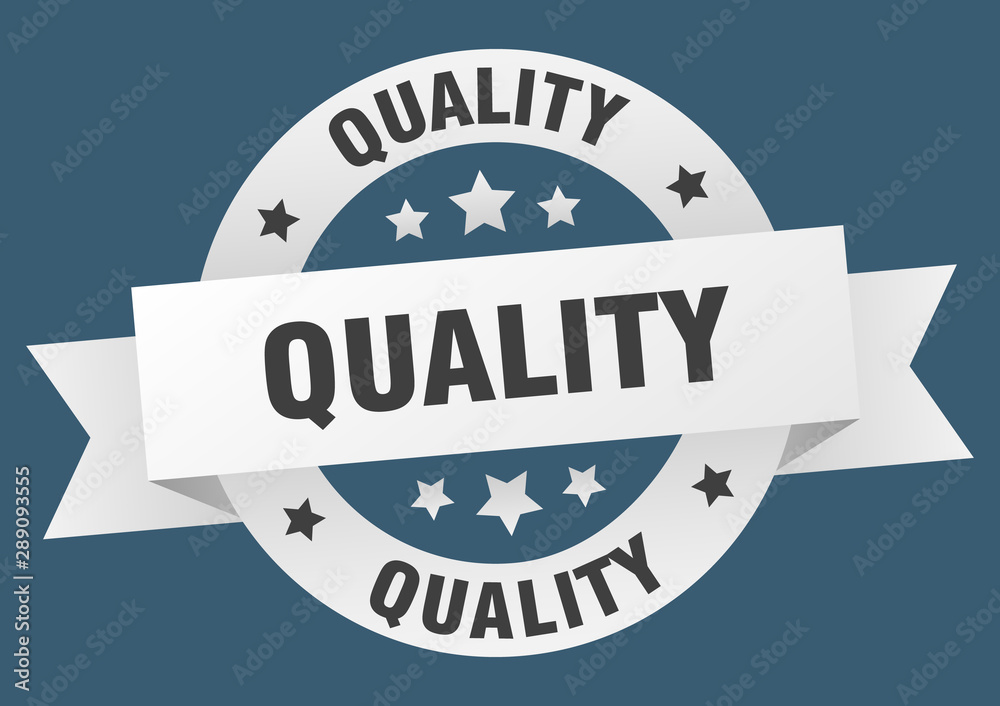 Fototapeta premium quality ribbon. quality round white sign. quality