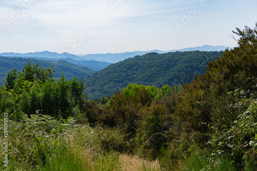 View of the mountains and blue sky in the summer. Apennines  Italy  Tuscany.
