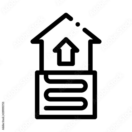 House Room Floor Heating Equipment Vector Icon Thin Line. Cool And Humidity, Airing, Ionisation And Heating Concept Linear Pictogram. Conditioning Related Monochrome Contour Illustration