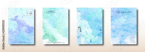 Blue and green watercolor hand painted collection