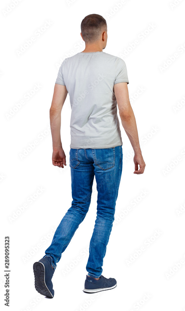 Back view of going handsome man . Back view of going handsome man .