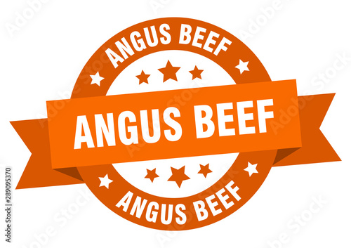 angus beef ribbon. angus beef round orange sign. angus beef