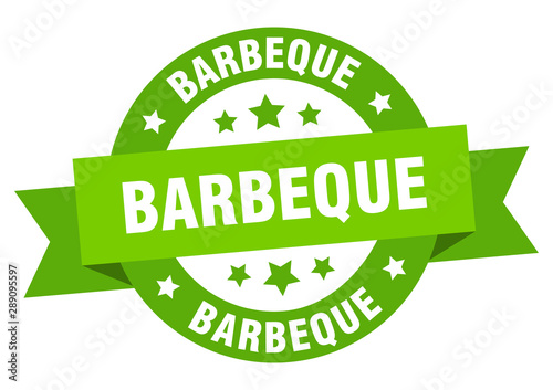 barbeque ribbon. barbeque round green sign. barbeque