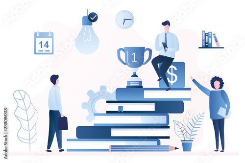 New male business student and female mentor, improve new skills and education concept