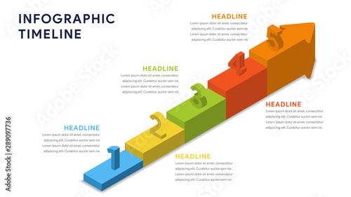 Infographic elements for content, diagram, flowchart, steps, parts, timeline, workflow, chart with five options. Vector illustration