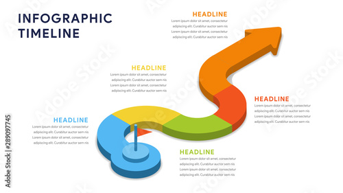 Infographic elements for content, diagram, flowchart, steps, parts, timeline, workflow, chart with five options. Vector illustration